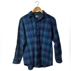 Blue and Green Plaid Men's Shirt